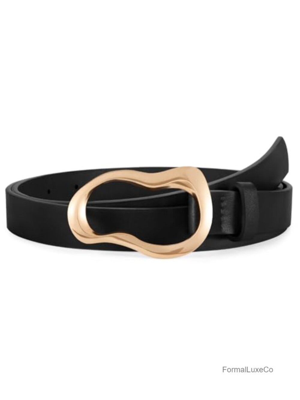 Women's Casual PU Leather Waist Belt Gold Buckle Adjustable